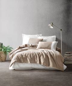 3-teiliges Set Einzelbettwäsche Noctis zweifarbig Baumwolle verstärkt Nerz Weiß Cremé