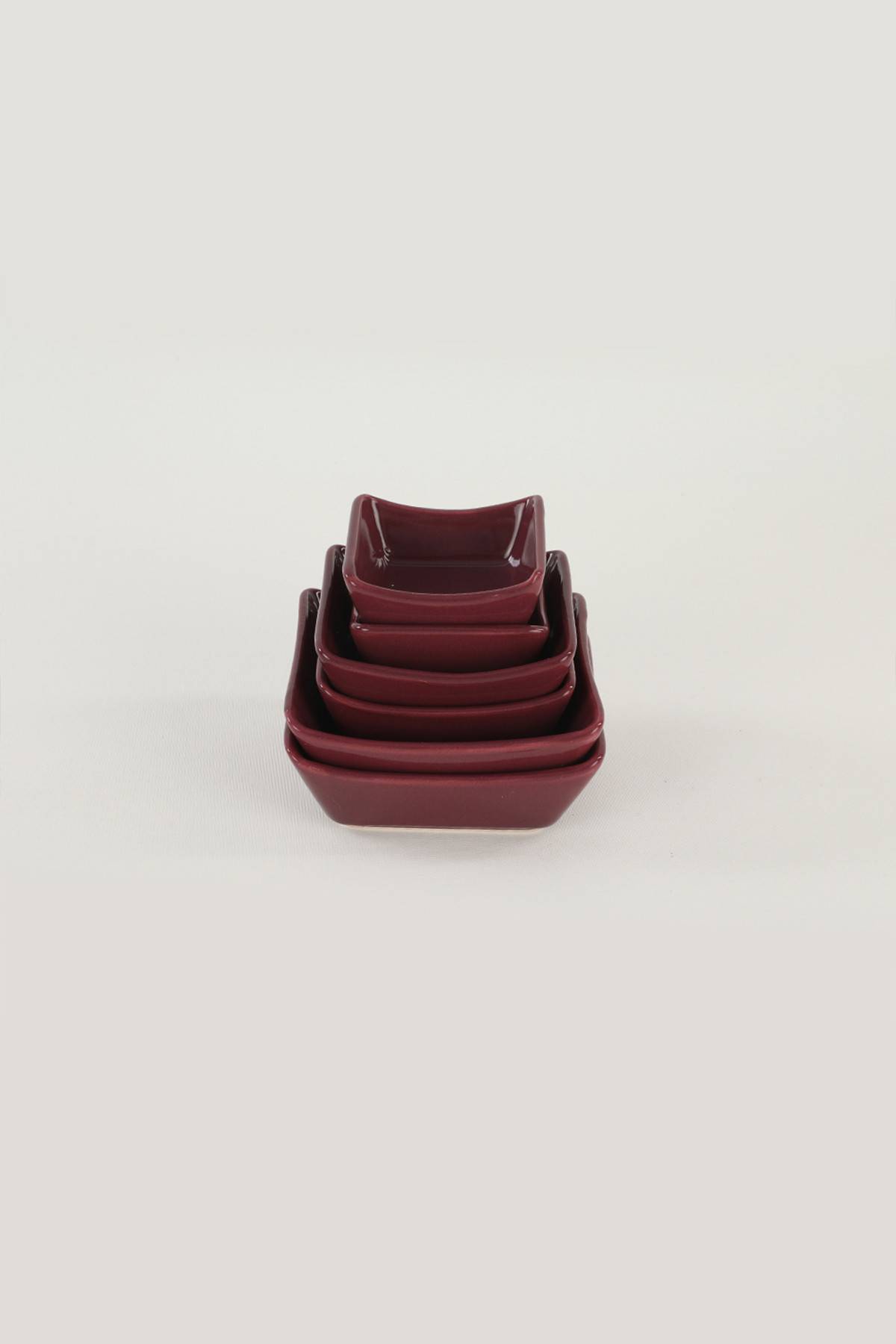 Set di piattini rettangolari 6 pezzi Abélia in ceramica rosso bordeaux