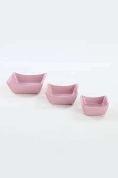 Set di piattini rettangolari 6 pezzi Abelia Pink Ceramic Incamadin
