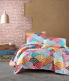 Set bedovertrekken 240x220cm en 2 kussenslopen 60x60cm Landred 100% katoen Rainbow patroon Multicolour
