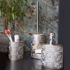 Set di accessori da bagno Madou 4 pezzi Grigio geometrico in poliresina a rilievo