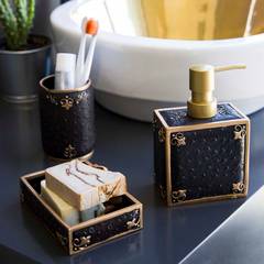 Set di accessori da bagno in poliresina Akachi 4 pezzi Nero e oro