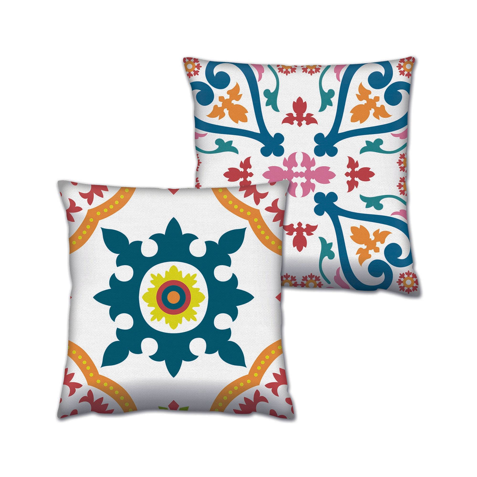 Set di 2 cuscini coordinati Decorare Barocco moderno 43 x 43 cm Cotone Poliestere Multicolore