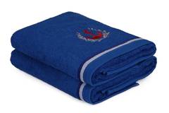 Set aus 2 Handtüchern mit Stickereien zum Thema Meer Anchora 50 x 90 cm 100% baumwollstoff Royalblau