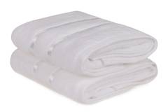 Set aus 2 Handtüchern mit zwei Leisten und Plüschstruktur Kallos 50 x 90 cm 100% Micro-Baumwolle Weiß