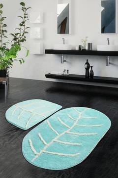 Set di 2 tappetini da bagno Artem foglio nervato Acrylic Mint