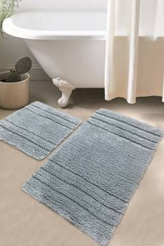 Set de 2 alfombras de baño Erlin 100 oton Gris con rayas