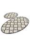 Set aus 2 ovalen Badezimmerteppichen Ornamel 50x60cm Geometrisches Muster Weiß