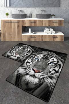 Set di 2 tappetini da bagno rettangolari Artem tiger Polyester Grey