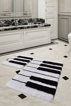 Set di 2 tappetini da bagno rettangolari Artem Keyboard Acrylic bianco e nero