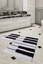 Set de 2 tapis de salle de bain rectangles Artem touches clavier Acrylique Noir et Blanc