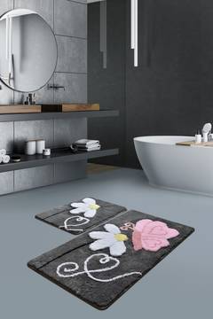 Set de 2 tapis de salle de bain rectangles Artem marguerite Acrylique Multicolore