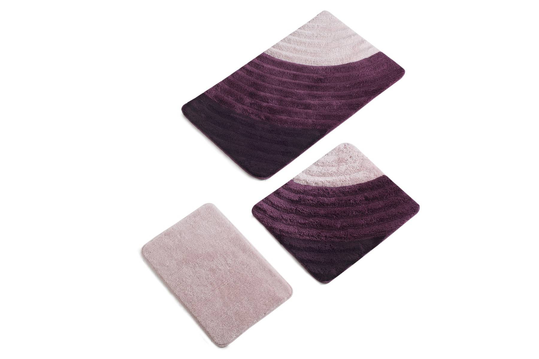 Set di 2 tappetini da bagno rettangolari Wakita rosa, rosso e viola