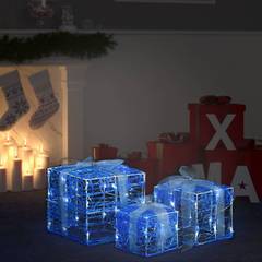 Set aus 3 Geschenkboxen Surprise Blau mit LED Kaltweiß