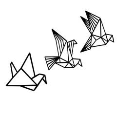 3er Set Skylar Wanddekoration Origami Birds Black Wood
