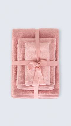 Set di 3 asciugamani SIcco 100% cotone rosa cipria