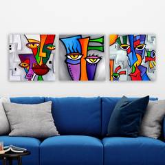 Set aus 3 Lookilo-Bildern 30x30cm Motiv Porträt kubistischer Stil