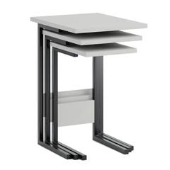 Set di 3 tavolini nidificanti Cidis in legno bianco e metallo nero
