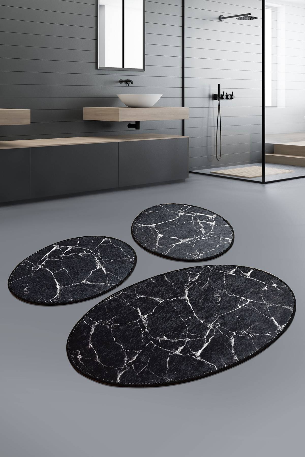 Set accessoires pour salle de bain en marbre gris