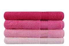 Juego de 4 toallas bordadas Vitta 3 líneas 70 x 140 cm 100 oton Camaïeu de Rose