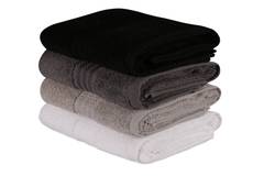 Set van 4 handdoeken borduurwerk marien thema Anchora 50 x 90 cm 100% katoen grijstint