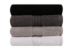 Set di 4 asciugamani ricamo tema marino Anchora 50 x 90 cm 100% cotone tono grigio