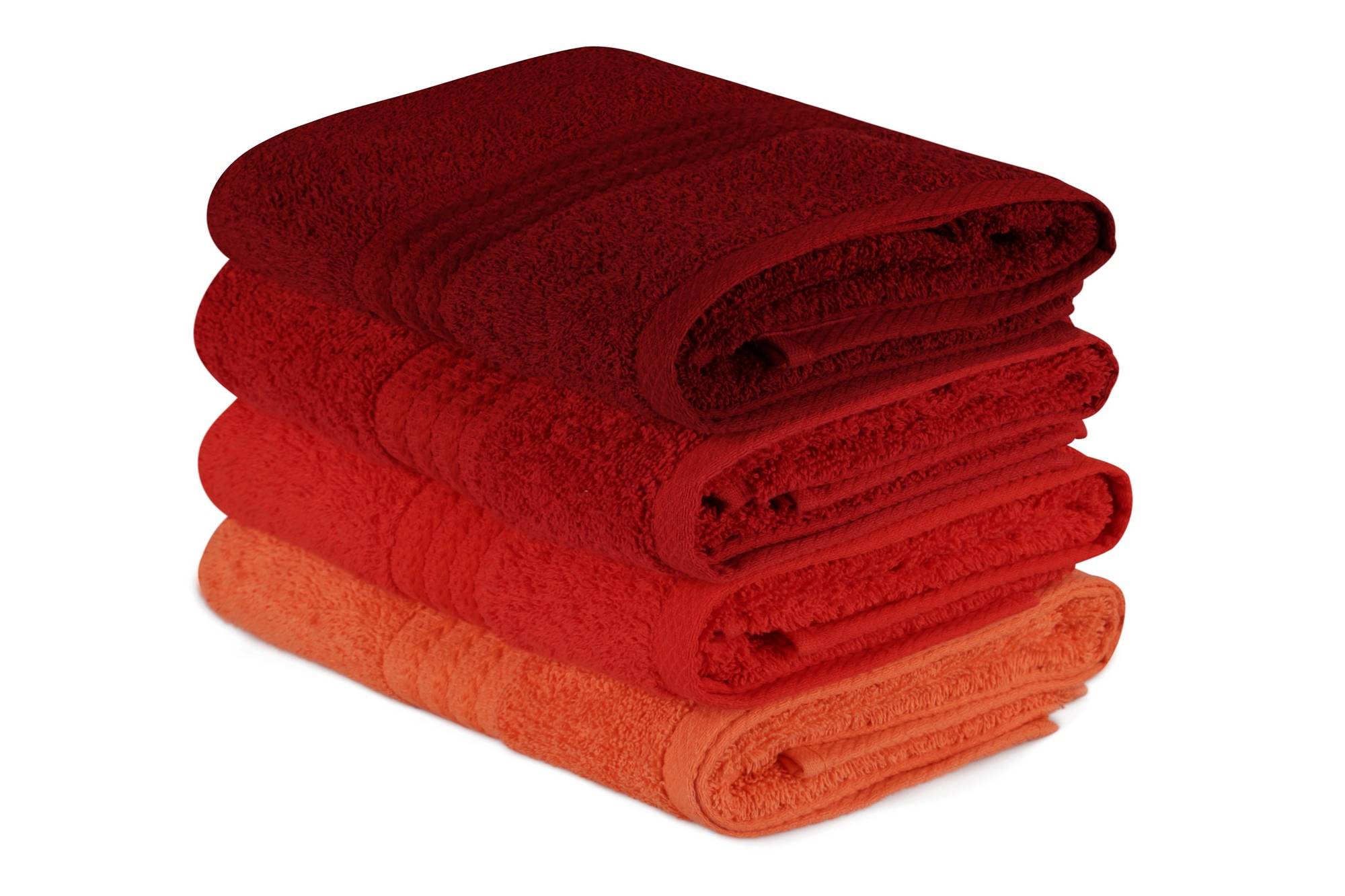 Set di 4 asciugamani liteau con tre linee ricamate Sicco 50 x 90 cm 100% cotone Nuance de Rosse Corsa