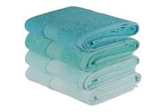 Set de 4 serviettes essuie-main liteau à trois lignes brodées Sicco 50x90cm 100% Coton Nuance de Rouge