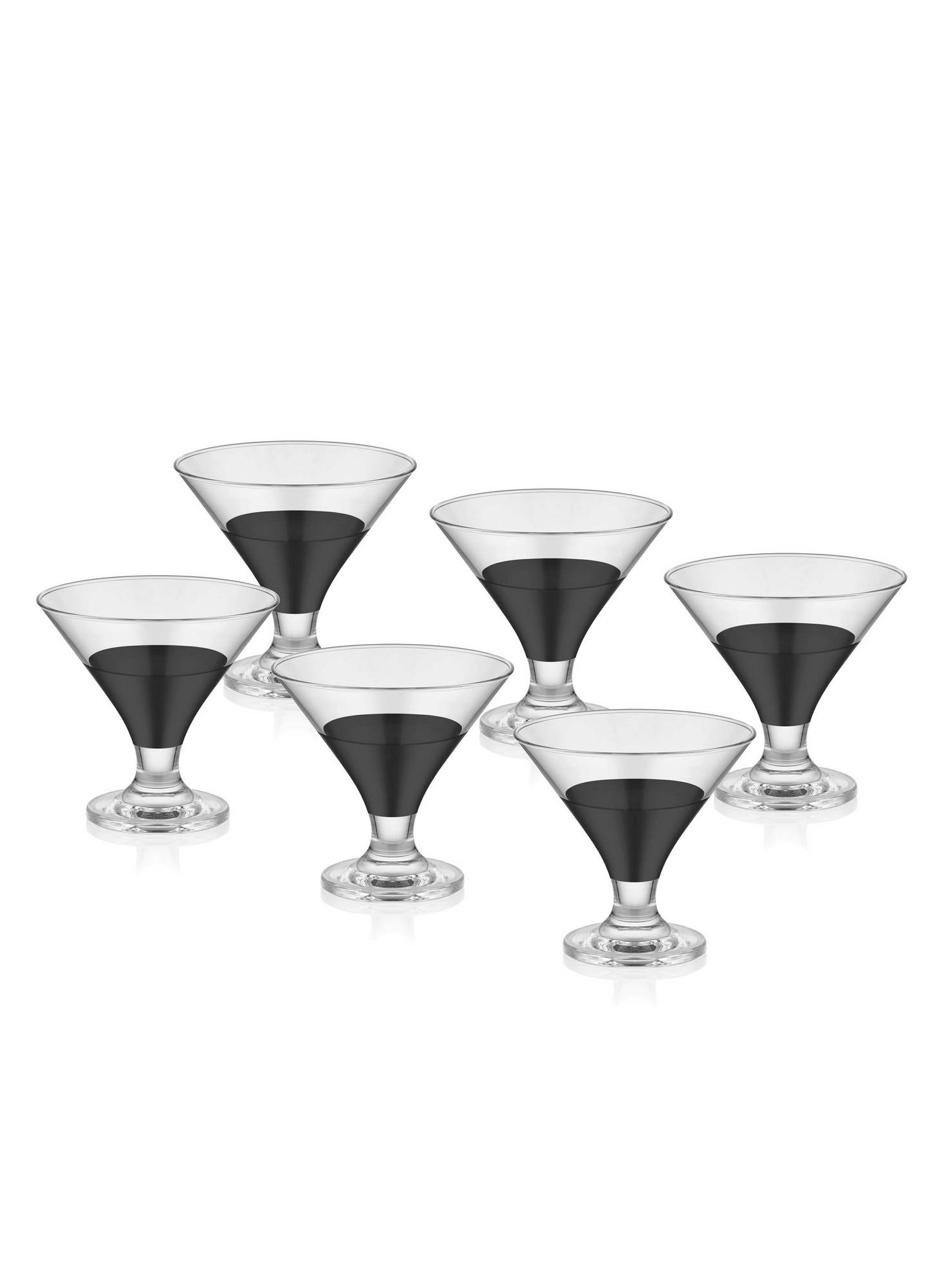 Set aus 6 gegürteten Eisbechern Crustallus 9 x 8 x 8 cm Transparentes Glas Schwarz 
