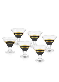 Set aus 6 gegürteten Eisbechern Crustallus 9 x 8 x 8 cm Transparentes Glas Schwarz Vergoldet 