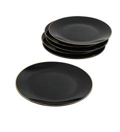 Set di 6 piatti grandi Odys D25cm in ceramica bordo nero e oro