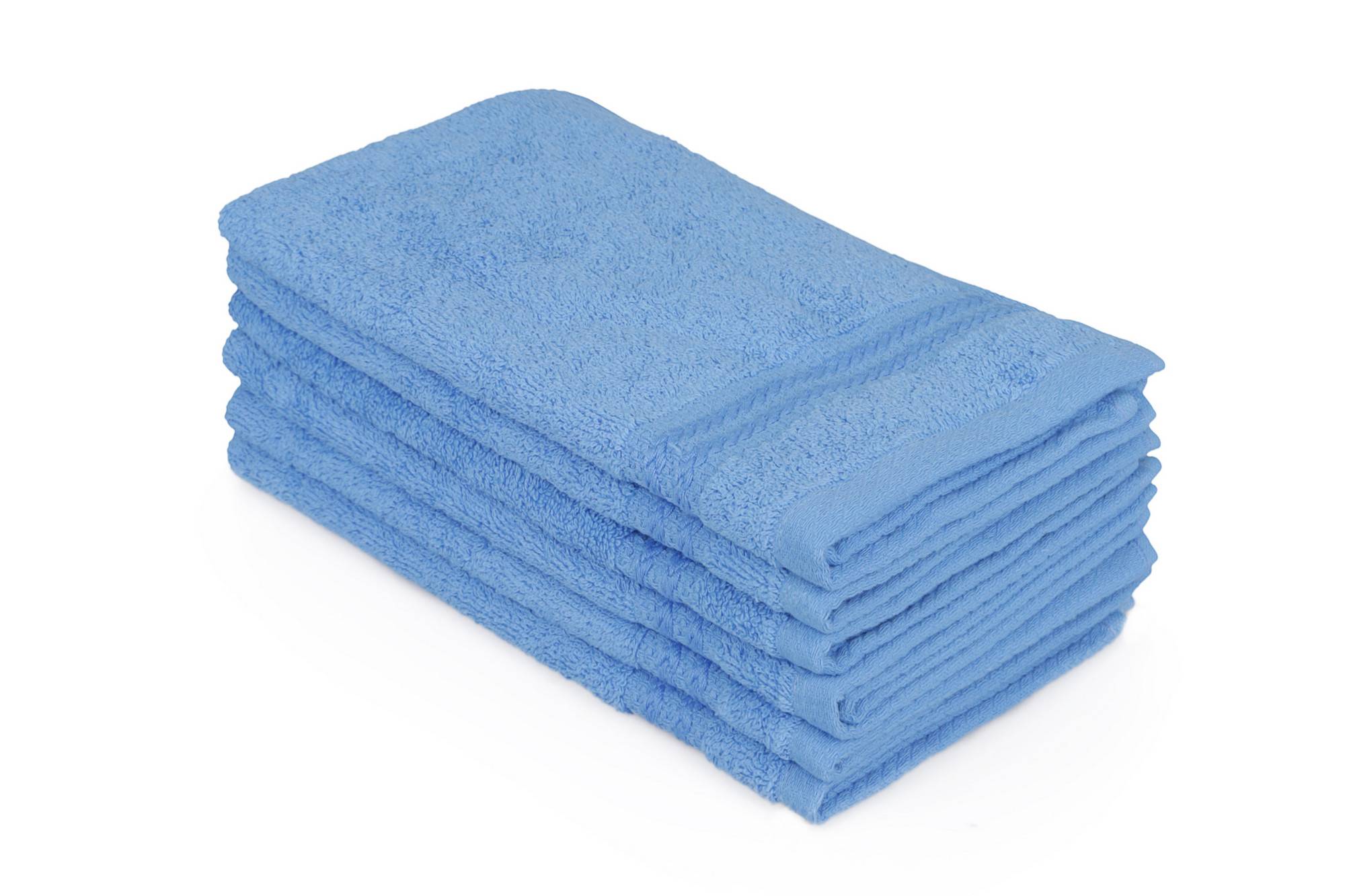 Set van 6 Sicco drie-lijns geborduurde handdoeken 30 x 50 cm 100 Katoen Blauw