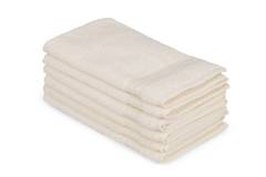 Set de 6 serviettes de toilette liteau à trois lignes brodées Sicco 30x50cm 100% Coton Grège