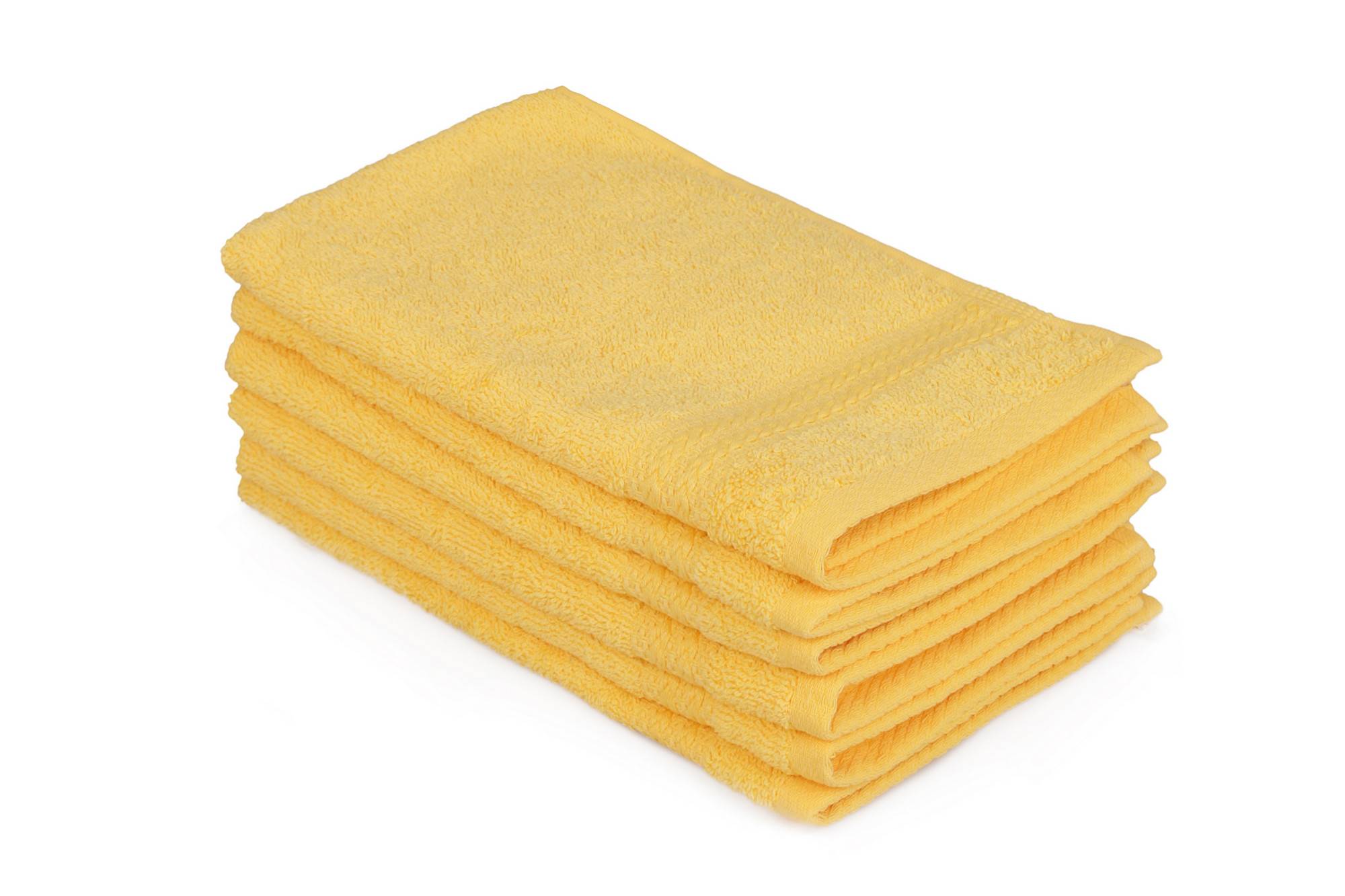 Juego de 6 toallas con tres líneas bordadas Sicco 30x50cm 100% algodón Amarillo