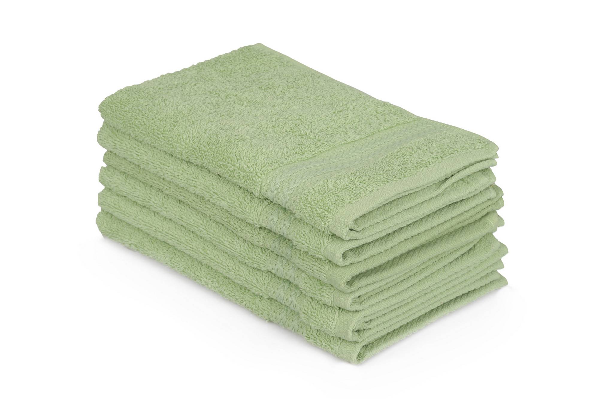 Set van 6 Sicco drie-lijns geborduurde handdoeken 30 x 50 cm 100% katoen Groen