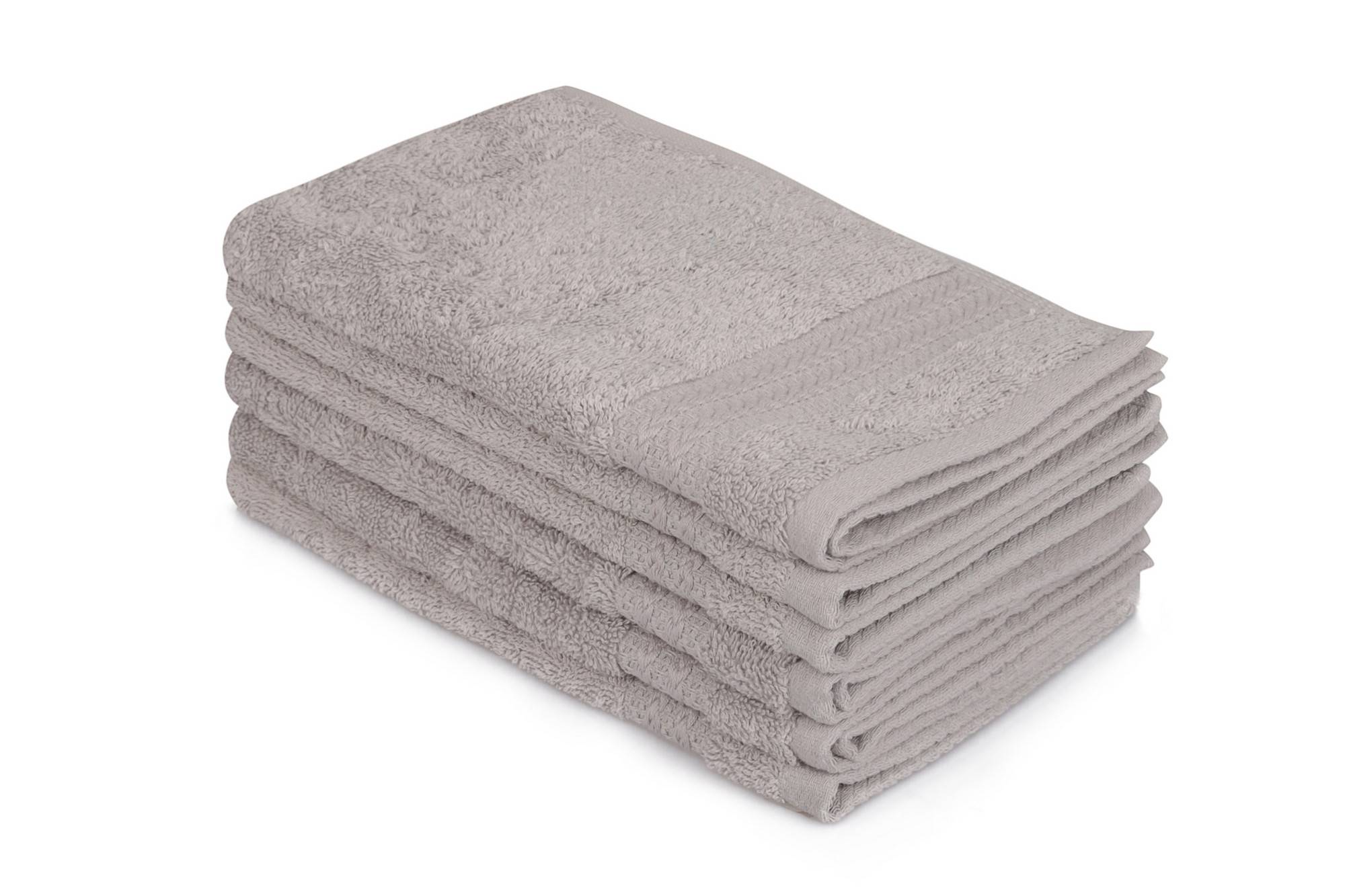 Set van 6 handdoeken met drie geborduurde lijnen Sicco 30 x 50 cm 100% katoen Grijs