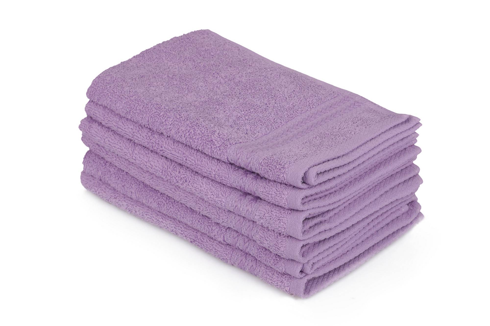 Set van 6 handdoeken met drie geborduurde lijnen Sicco 30 x 50 cm 100% katoen Mauve