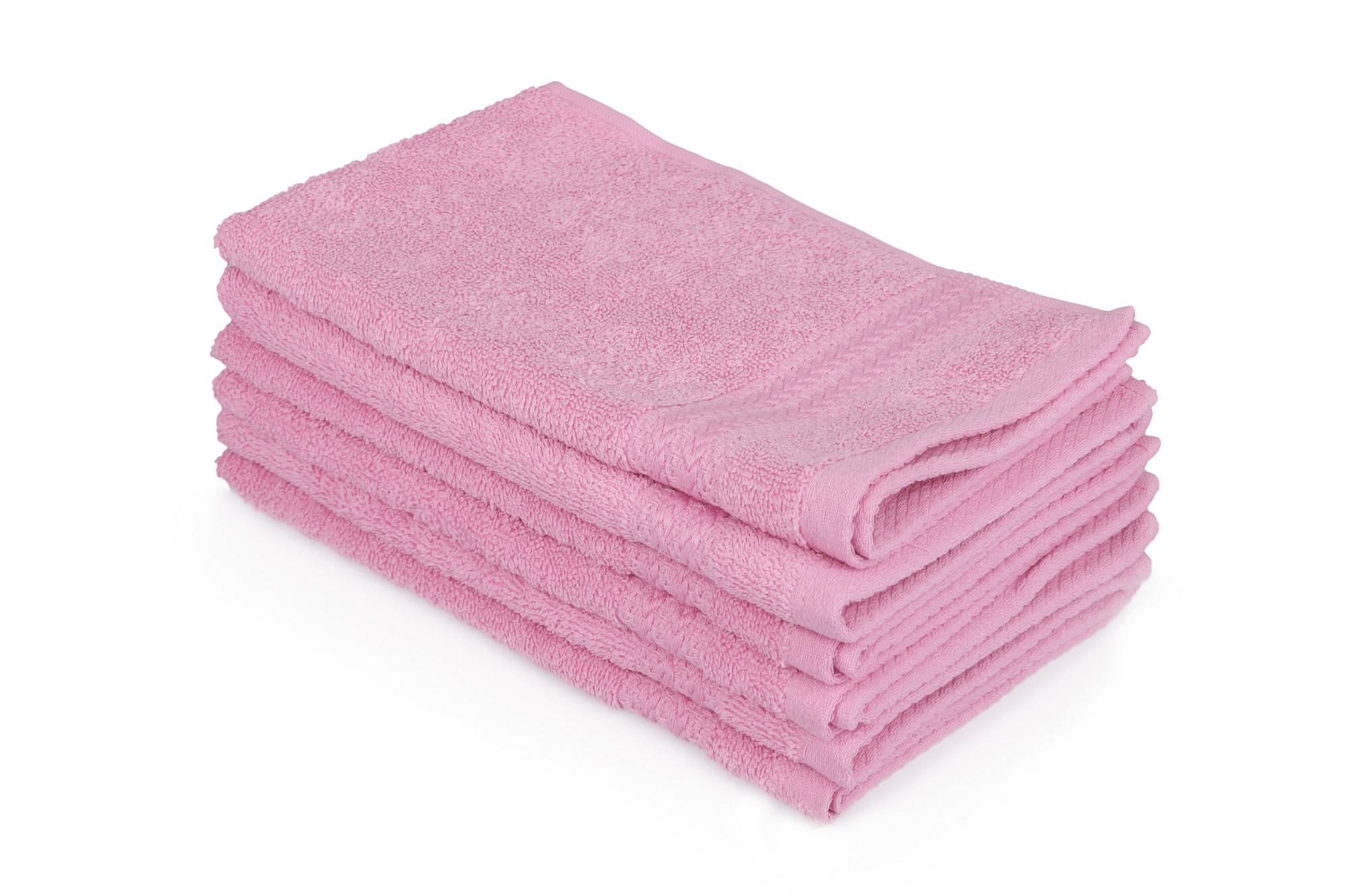 Set de 6 serviettes de toilette liteau à trois lignes brodées Sicco 30x50cm 100% coton Rose