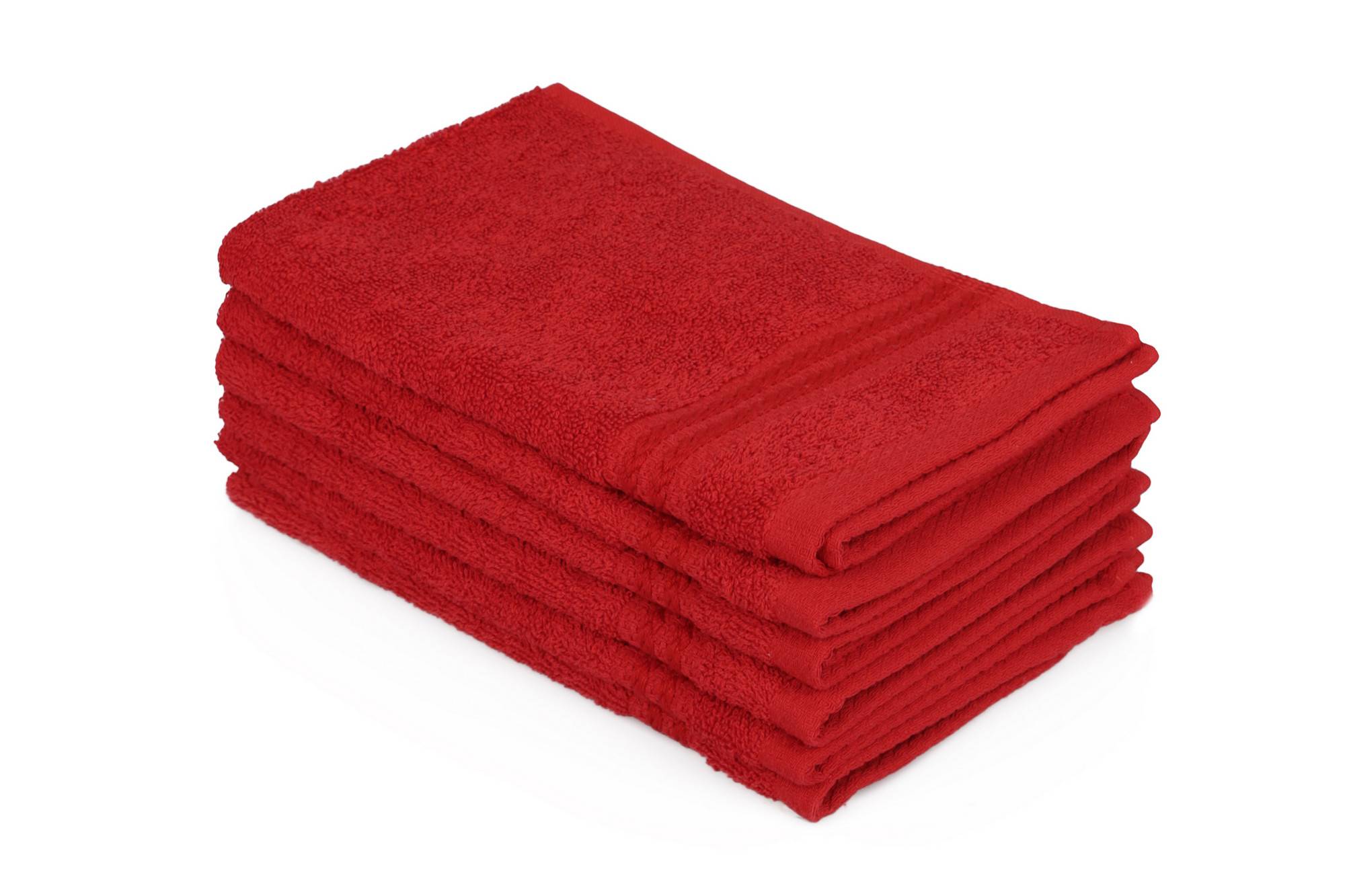 Set van 6 Sicco drie-lijns geborduurde handdoeken 30 x 50 cm 100% katoen Rood