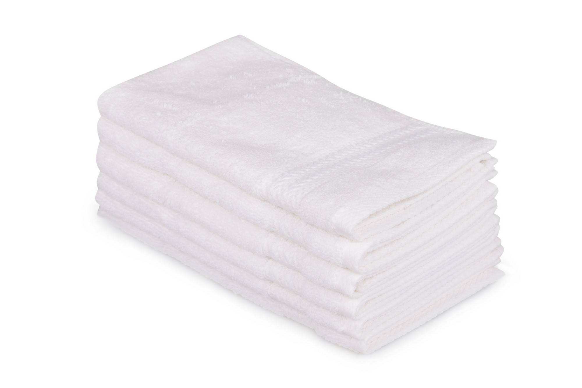 Set van 6 Sicco drie-lijns geborduurde handdoeken 30 x 50 cm 100 Katoen Wit
