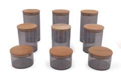 Set de 9 boites de conservations avec couvercle en bois Corte fumé Gris
