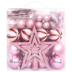 Onafiel Set di gingilli natalizi 65 pezzi Bianco e rosa