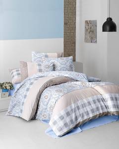Set aus Bettbezug 140x200cm und Kopfkissenbezug 60x60cm Turpin 100% baumwollstoff Motiv Viktorianisch Blau, Braun und Beige