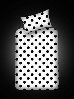 Set di lenzuola con angoli 100x200cm e 1 federa 50x70cm Polkadot Motivo a pois bianchi e neri