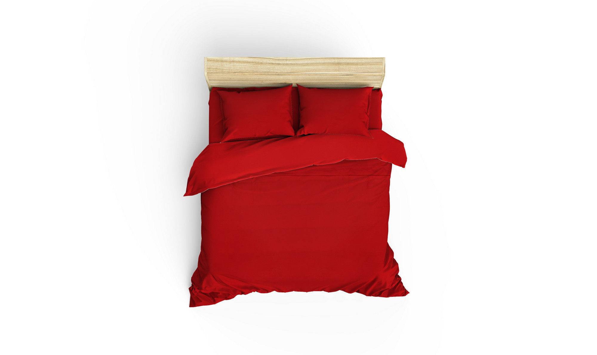 Set Bettbezug 260x220cm und 2 Ohrbezüge Lovina uni Satin aus Baumwolle Rot