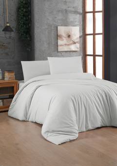 Set Bettdeckenbezug 260x220cm und 2 Kissenbezüge 60x60cm Lovina uni 100% baumwollstoff Weiß