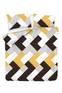Unifarbenes 3-teiliges Bettdecken-Set Noctis aus verstärkter Baumwolle weiß-braun-gelb-grau