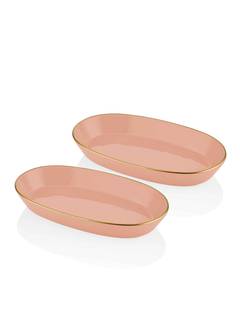 Clio Ceramic Hollow 2 pezzi set di piatti da portata oro e rosa carne