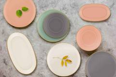 Set di 4 piatti da portata in ceramica Clio Oro e Pesca
