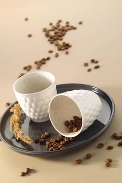 Aromatum koffieset Pressed pot 2 stuks Porselein Wit mat